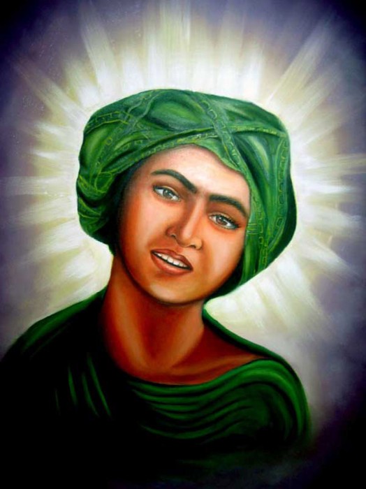 Portrait of young Muhammad with a sacred halo, based on Rudolf Franz Lehnert's photograph of a Tunisian boy