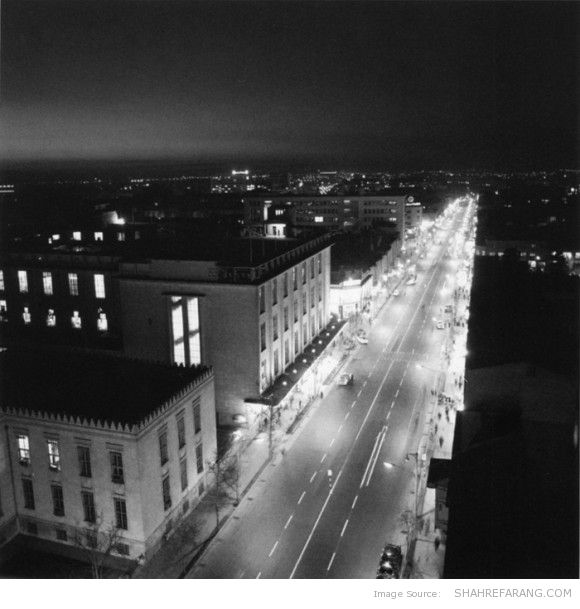 Ferdowsi Avenue at night, 1966 (Photo by Mahmoud Pakzad)