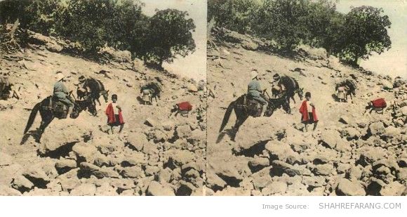 اصل تصویر برجسته نما از جاده ی شیراز Original Stereoscopic Image of the Road to Shiraz