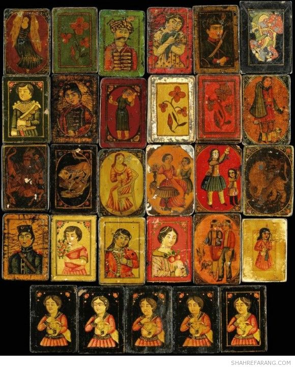 ورق بازی ایرانی، پاپیه ماشه ی لاک خورده، اواخر قرن نوزدهم.